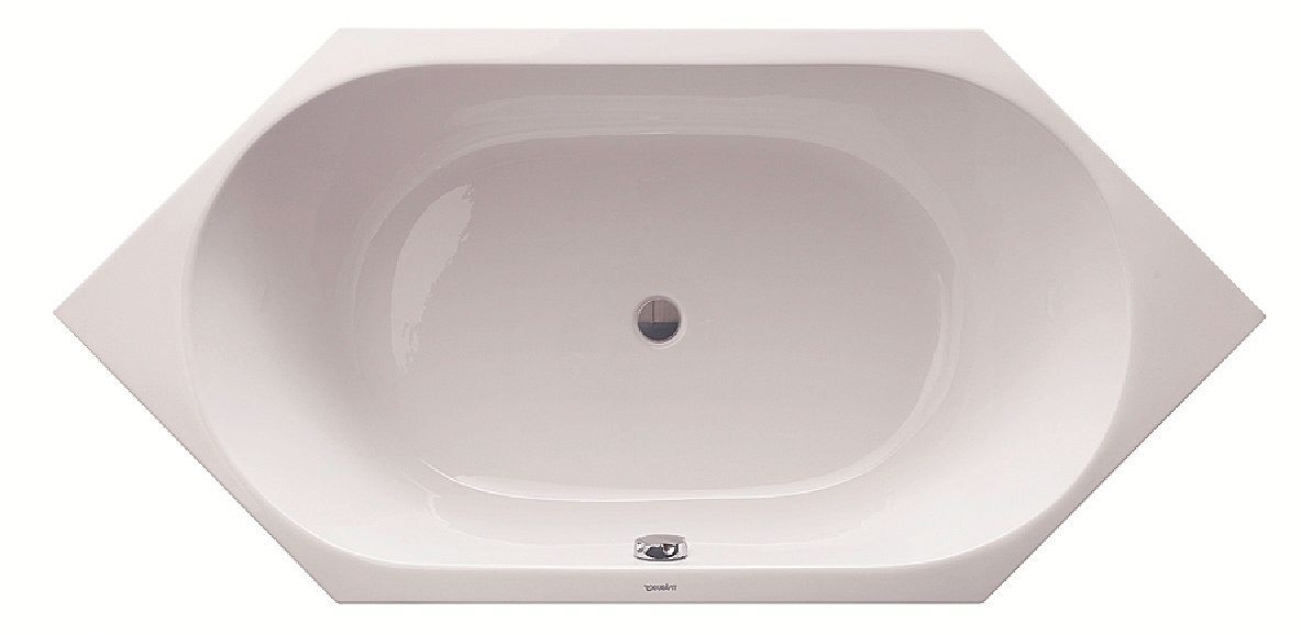 6HOEK Bad zonder poten D-Code Duravit 190-90 wit afloop midden