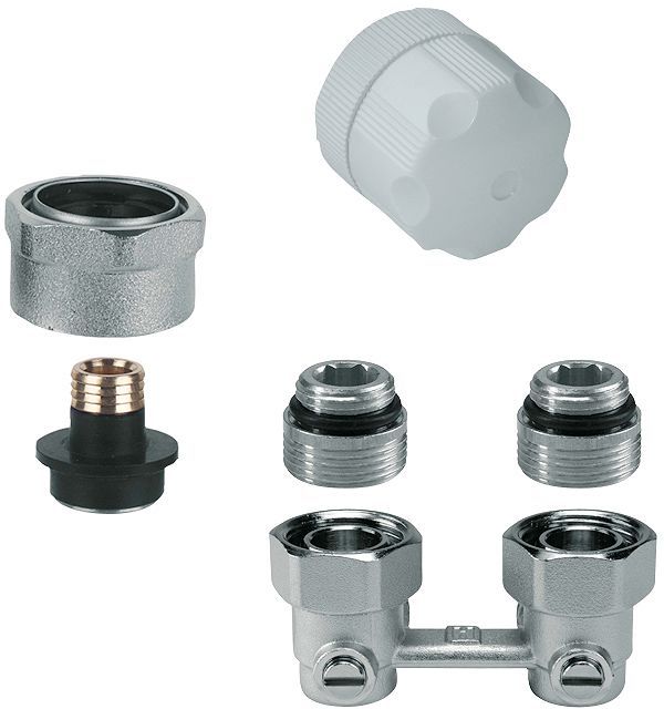 KIT DE ROBINET MANUEL POUR RADIATEUR UNIVERSAL INTEGRA 1/2" OU 3/4" RACCORDS 16MM HONEYWELL EQUERRE