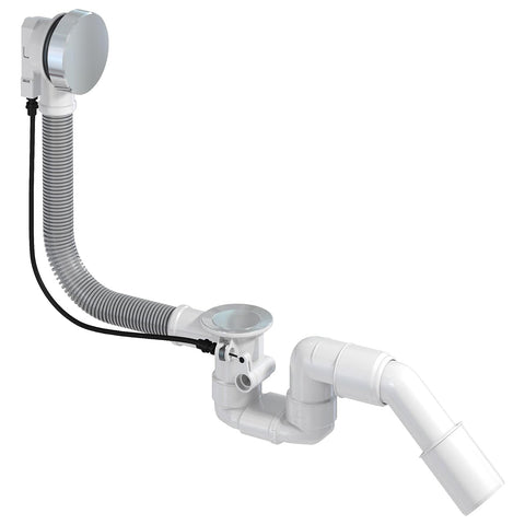Bathloc af- en overloopinstallatie met stopfen touwbediening flexibel overloop gerecycled kunststof roestvrij staal 40/50 mm pijp - Wit