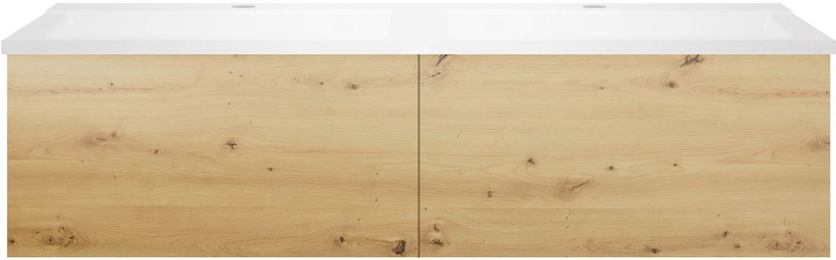 Onderbouw COFFEE 2 lades 120 duo eiken Decor urban +dubbele wastafel mat wit