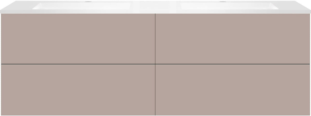Onderbouw COFFEE 4 lades 180 duo basaltgrijs +dubbele wastafel kunstmarmer mat wit