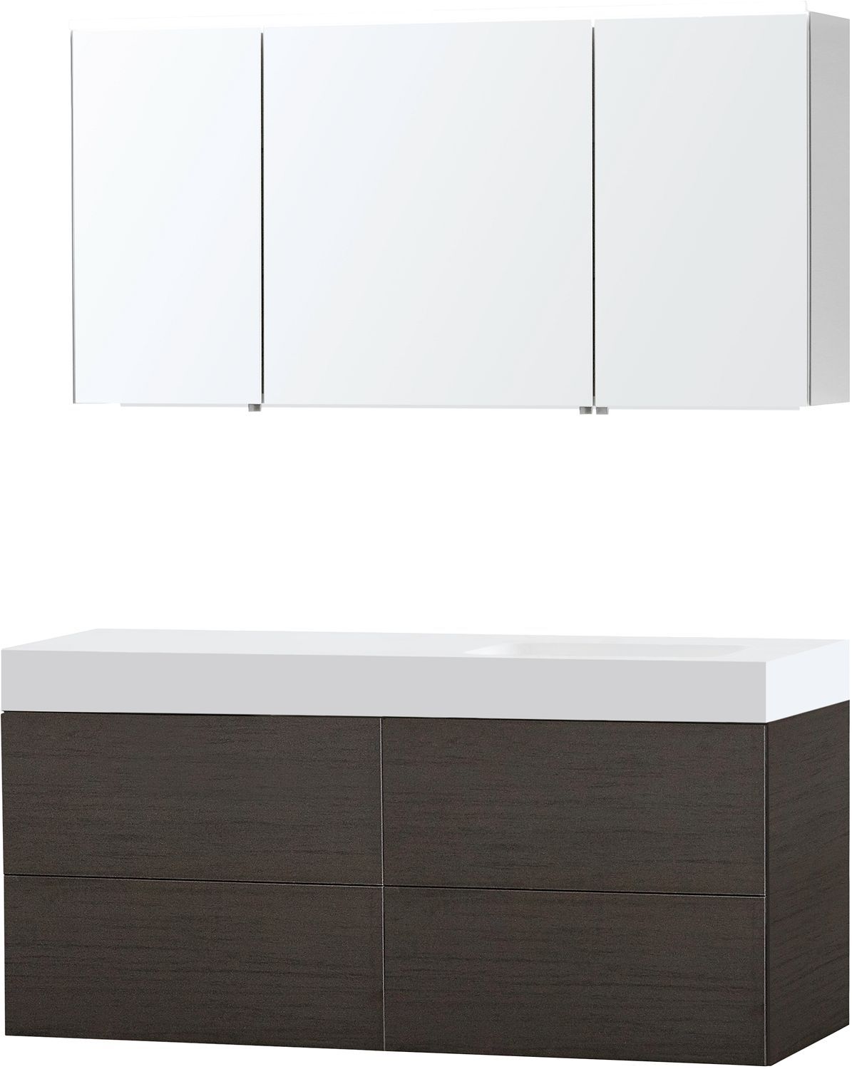 MEUBEL PURO SOLO WENGE ASYMMETRISCH 140 RECHTS SOLID PURO SPIEGELKAST