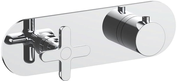 Afwerkset thermostaat+omsteller icona classic horizontaal chroom
