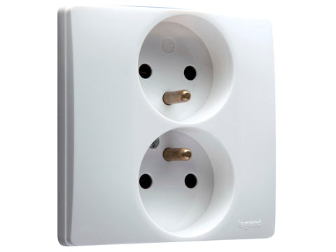 Legrand Dubbel tweepolig stopcontact met aarding wit