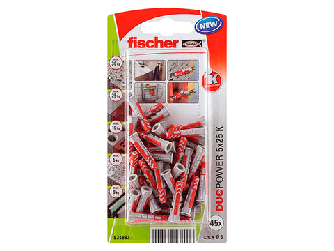 Fischer Duopower pluggen 5x25 mm 45 stuks — SKU COLOS-872486, EAN 4048962237016