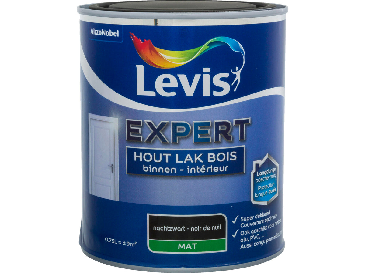 Levis Expert houtlak binnen mat 0,75l nachtzwart