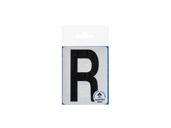 Lettre autocollante R 90mm noir mat