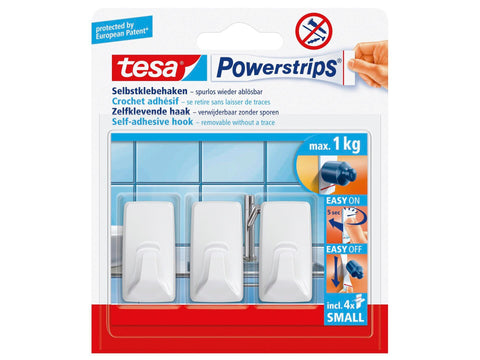 Tesa Powerstrips handdoekhaakje 4cm 1kg wit 3 stuks