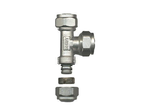 Saninstal T-stuk knelkoppeling 20mm, koppelingen sanitair — SKU COLOS-431252, EAN 5400996095434