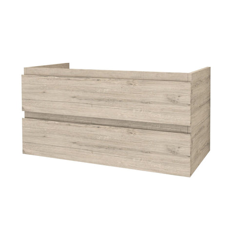 BELVIT ARONA Wastafelonderkast badkamer wastafelmeubel 100cm hangend 2 lades Softclose Licht hout