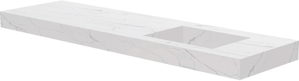 TABLET KERAMISCH MARMER PURO LAVABO S RECHTS B180 H10 ZONDER KRAANGAT WHITE CALACATTA