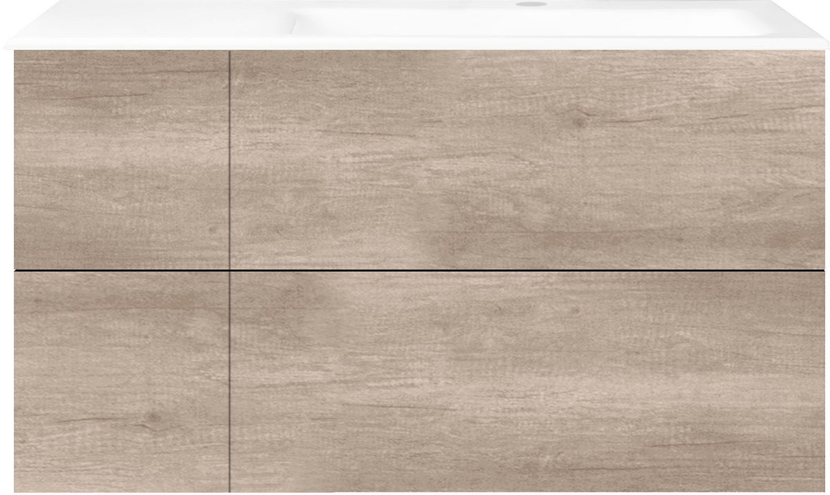 ONDERBOUW COFFEE 4 LADES 110 EIKEN DECOR FLANEL +WASTAFEL RECHTS PORSELEIN WIT