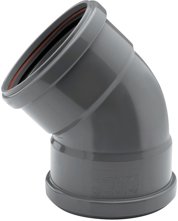 PVC ELLEBOOG 45° RIOOL 110MM FF GRIJS