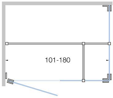 Draaideur met zijdeel+zijpaneel tot 180CM hoogte 200MM chroom-timeless