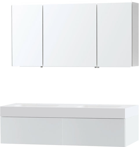 Meubel puro duo wit 140 1 lade Solid puro spiegelkast, badkamermeubelen — SKU DESCO-704035