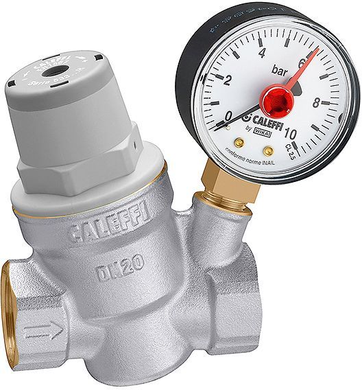 Caleffi Box 5*DRUKVERMINDERAAR+MANOMETER chroom 16 bar 3/4