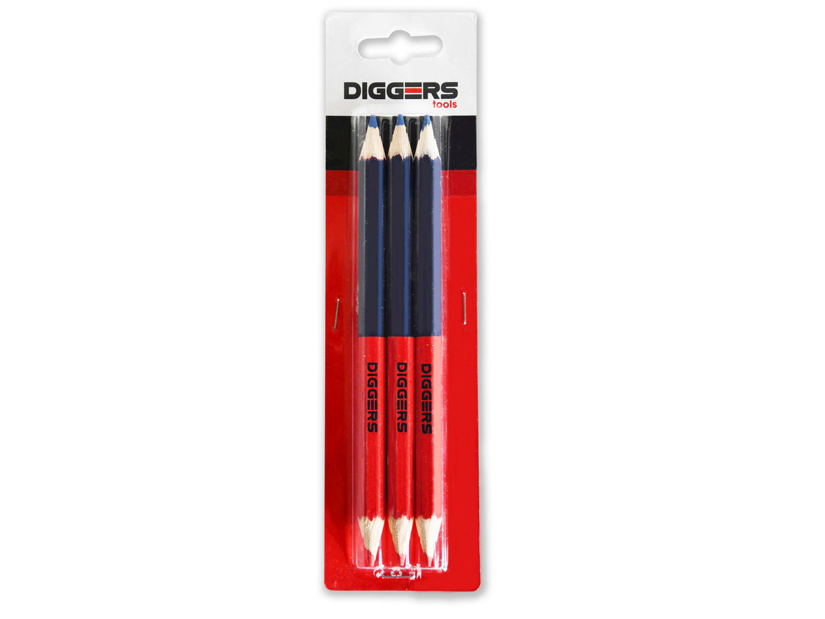 Diggers duo potlood 17,6cm rood/blauw 3 stuks