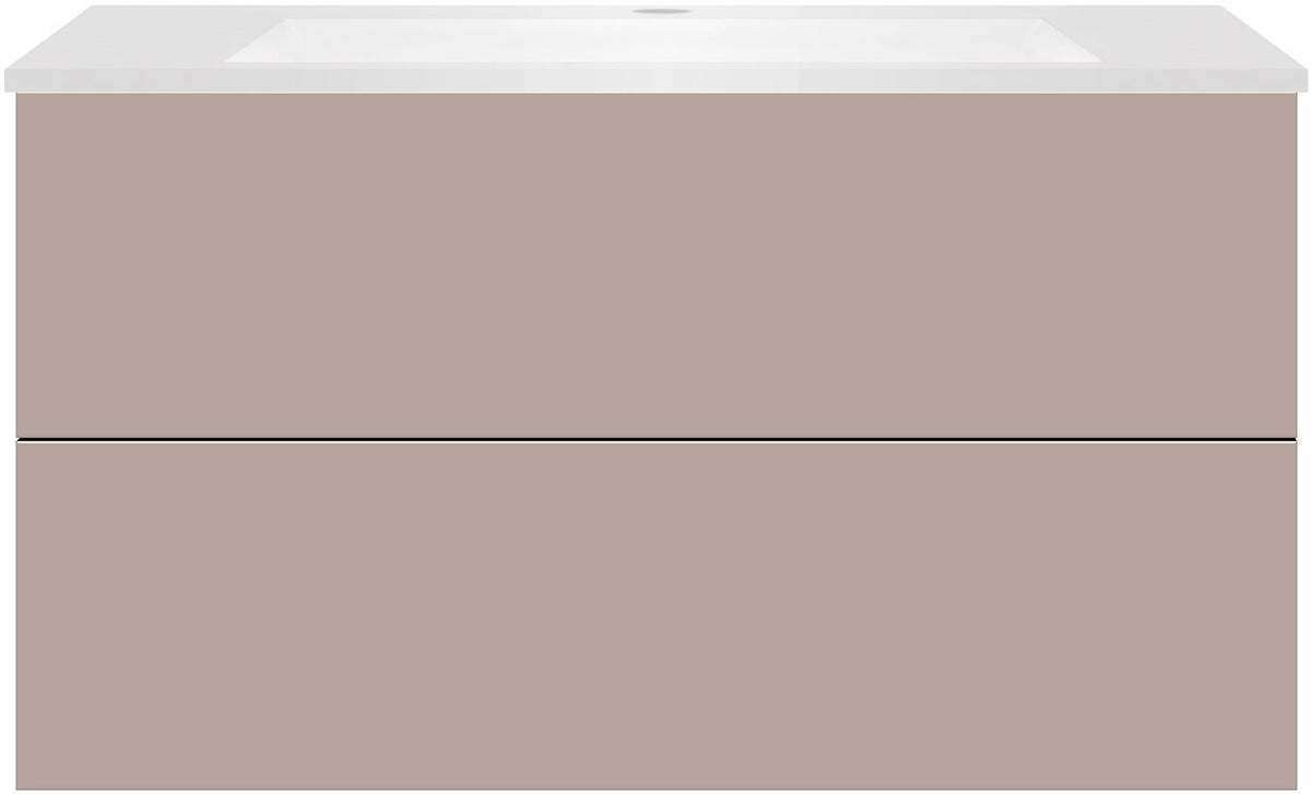 Onderbouw COFFEE 2 lades 100 basaltgrijs mat+wastafel kunstmarmer mat wit
