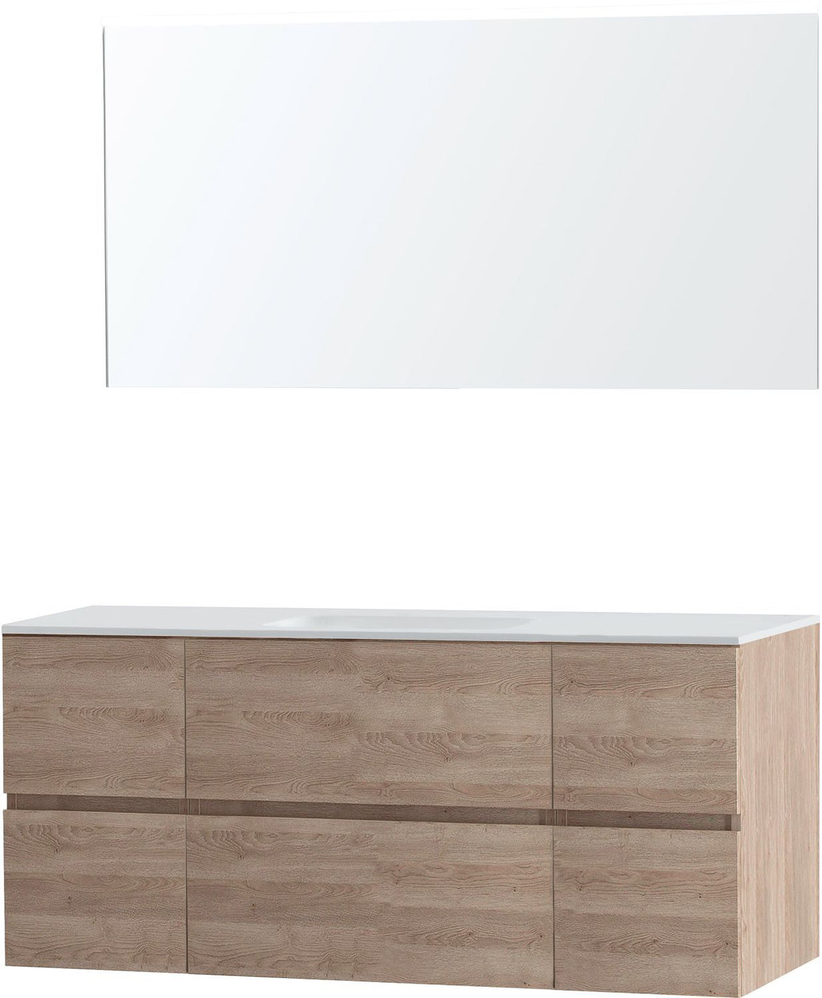 Meubel Molto eik natuur 140 1 lavabo Solid spiegel