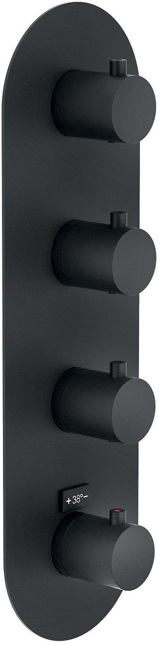 AFWERKSET THERMOSTAAT+3 STOPKRANEN LIVE NOBILI MAT ZWART