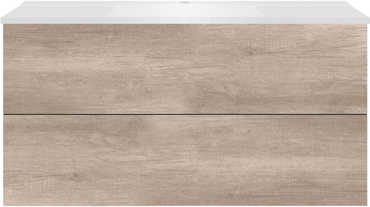 Onderbouw COFFEE 2 lades 120 eiken Decor flanel+wastafel wit