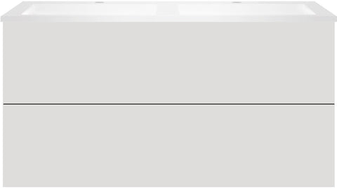 ONDERBOUW COFFEE 2 LADE 120 DUO FLUWEEL GRIJS MAT + DUBBELE WASTAFEL KUNSTMARMER WIT