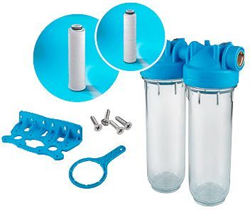 Duplex fijn- +koolstoffilter voor regenwater+putwater durlem kit