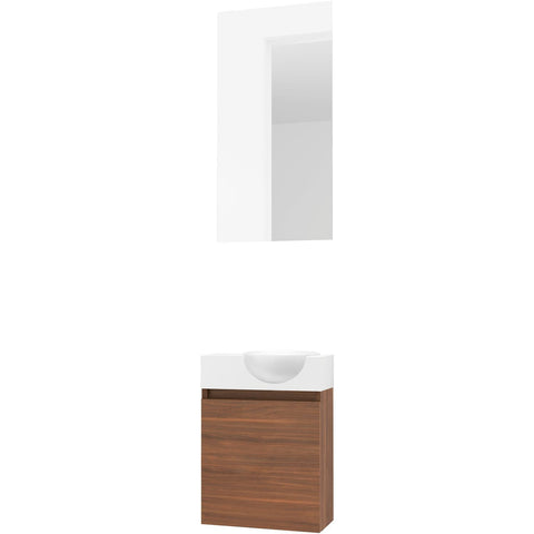 Handenwasser form mini quo rechts / 1 deur/ spiegel notelaar, badkamermeubelen — SKU DESCO-732486