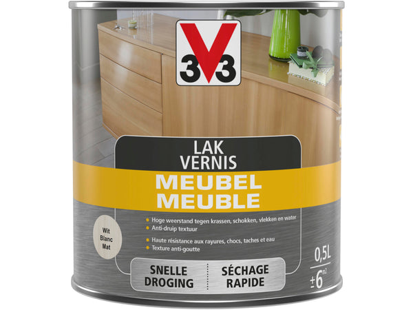 V33 vernis / lak meubel deco mat 0,5l wit