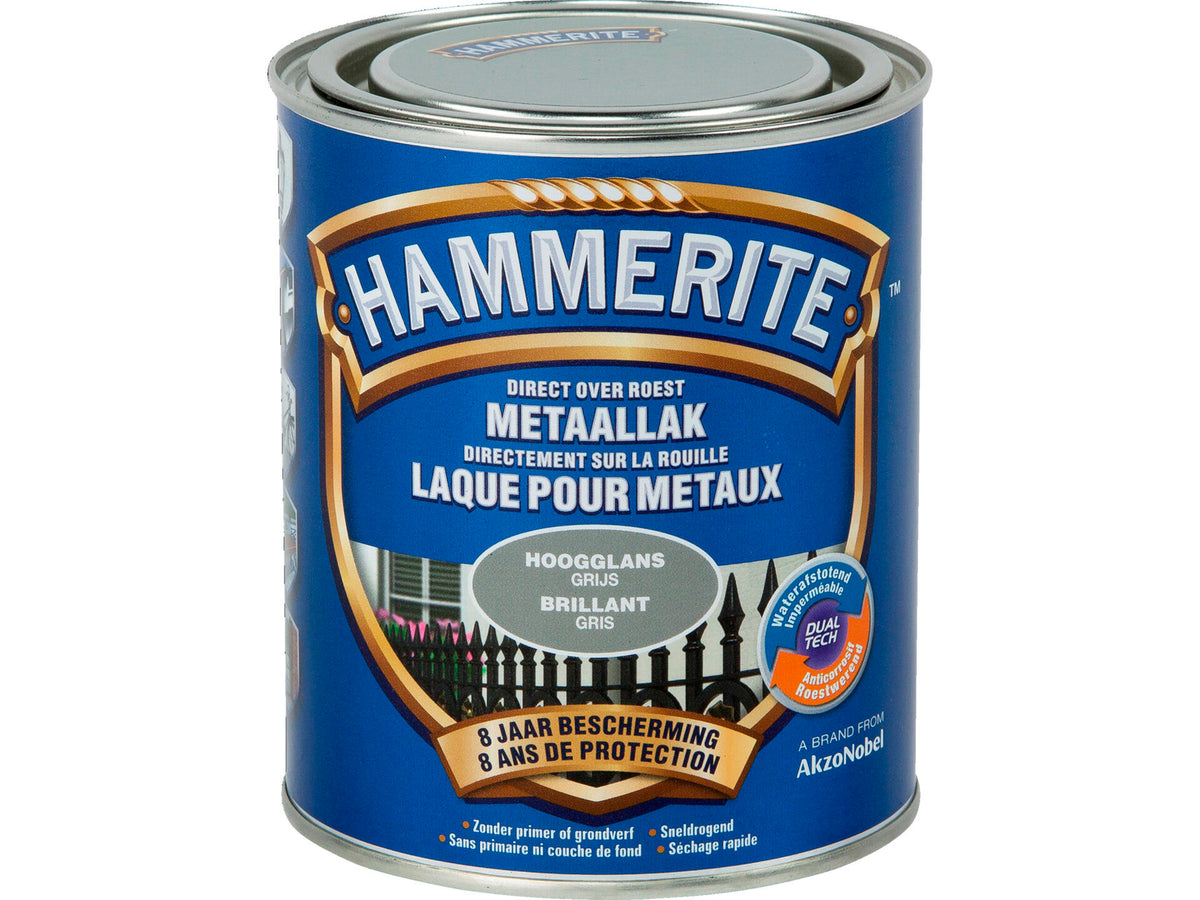 Hammerite metaallak hoogglans 0,75l grijs
