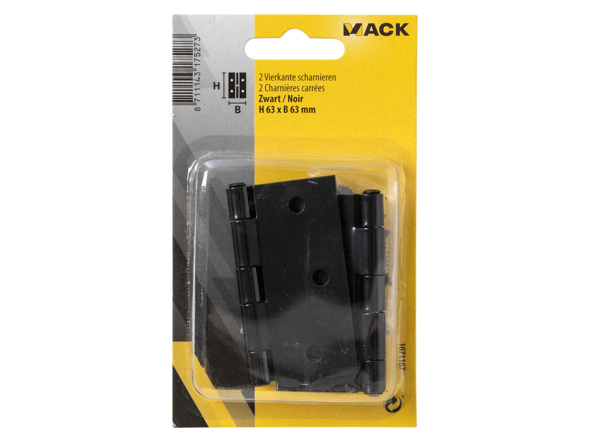 Mack scharnier vierkant 6,3x6,3 cm zwart 2 stuks