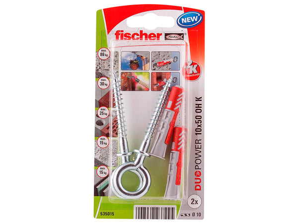 Fischer universele plug met oogschroef Duopower 10x50 mm 2 stuks