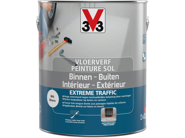 V33 vloerverf extreem gebruik zijdeglans 2,5l wit