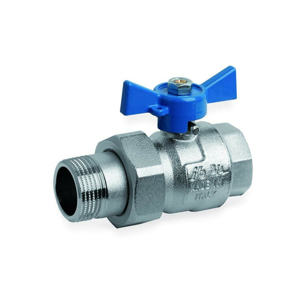 SYSTEMPEX rechte bolkraan volle doorlaat hendel blauw D 4/4"F 4/4"M