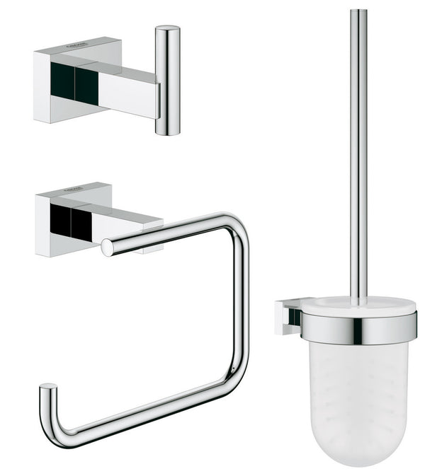 Grohe Essentials Cube set toilettes porte-balai crochet porte-papier chromé
