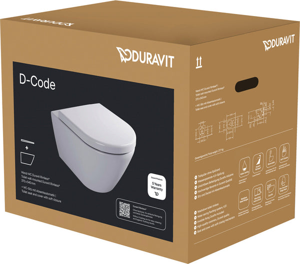 Duravit D-Code pack WC sans bride Durafix Soft Close & Take Off charnières prémontées
