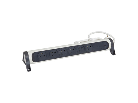Legrand draaibare stekkerdoos 6x met schakelaar en kabel 1,5m zwart/wit