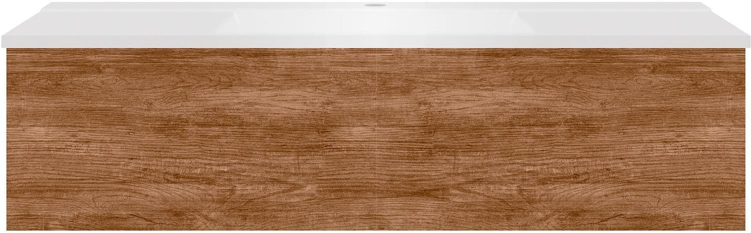 Onderbouw COFFEE 1 lade 120 teakhout Decor kaneel+wastafel wit