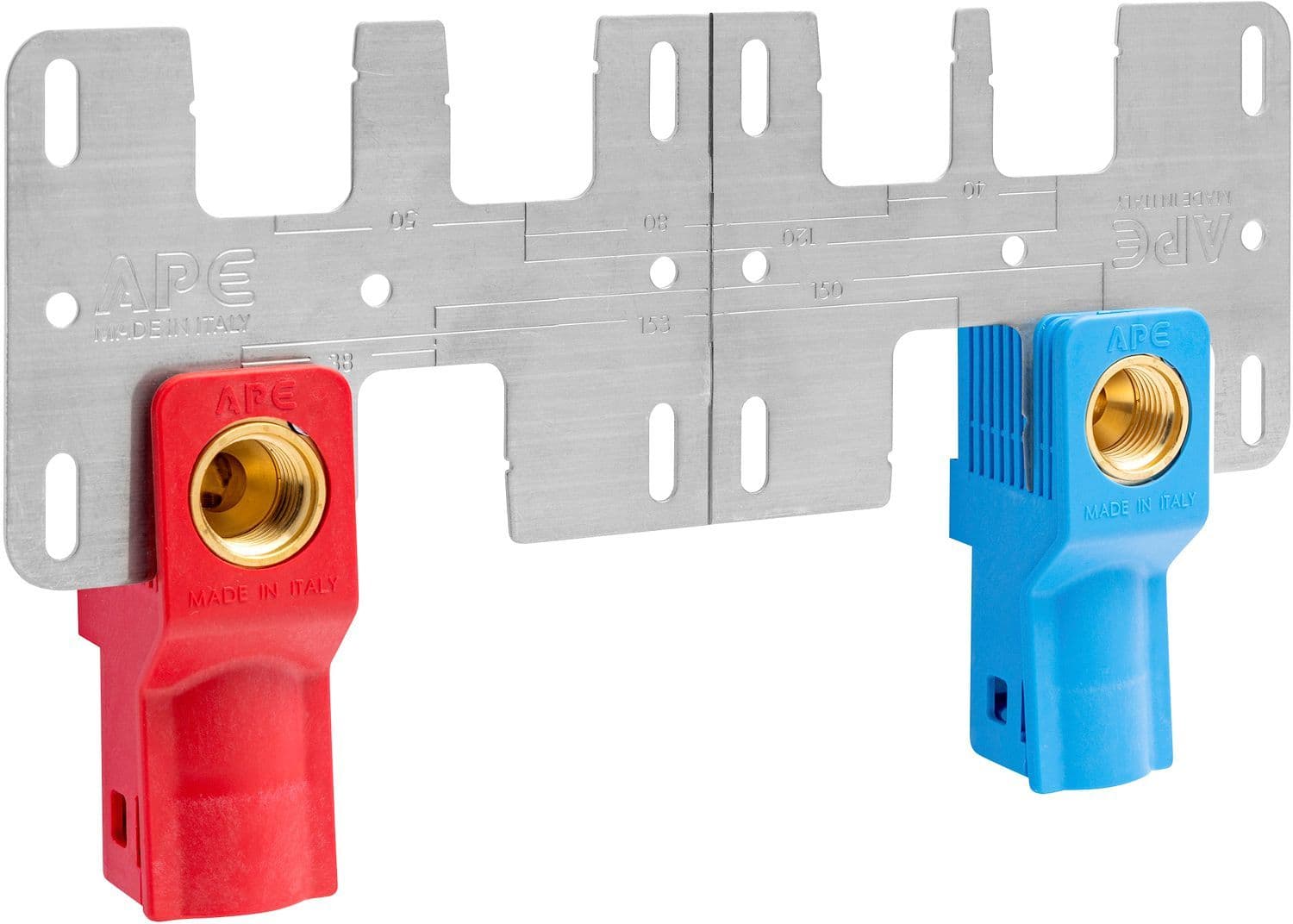 SET 2 STUKS INBOUWDOOSJES (BLAUW + ROOD) 16MM-1/2"F MET MONTAGEBEUGEL ALUPEX