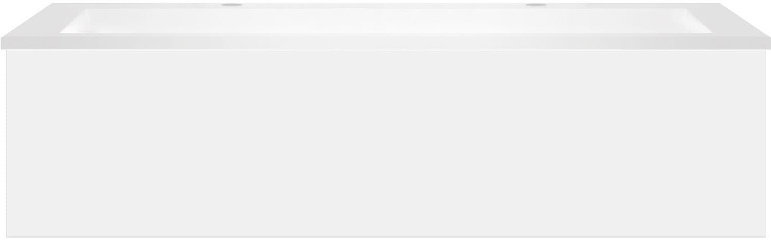 Onderbouw COFFEE 1 lade 120 mat wit + wastafel 2 kraangaten kunstmarmer wit