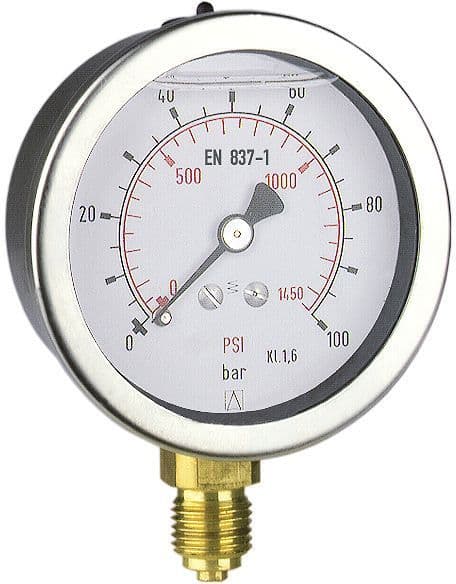 Manometer met glycerine vulling D63 1/4"R 25BAR