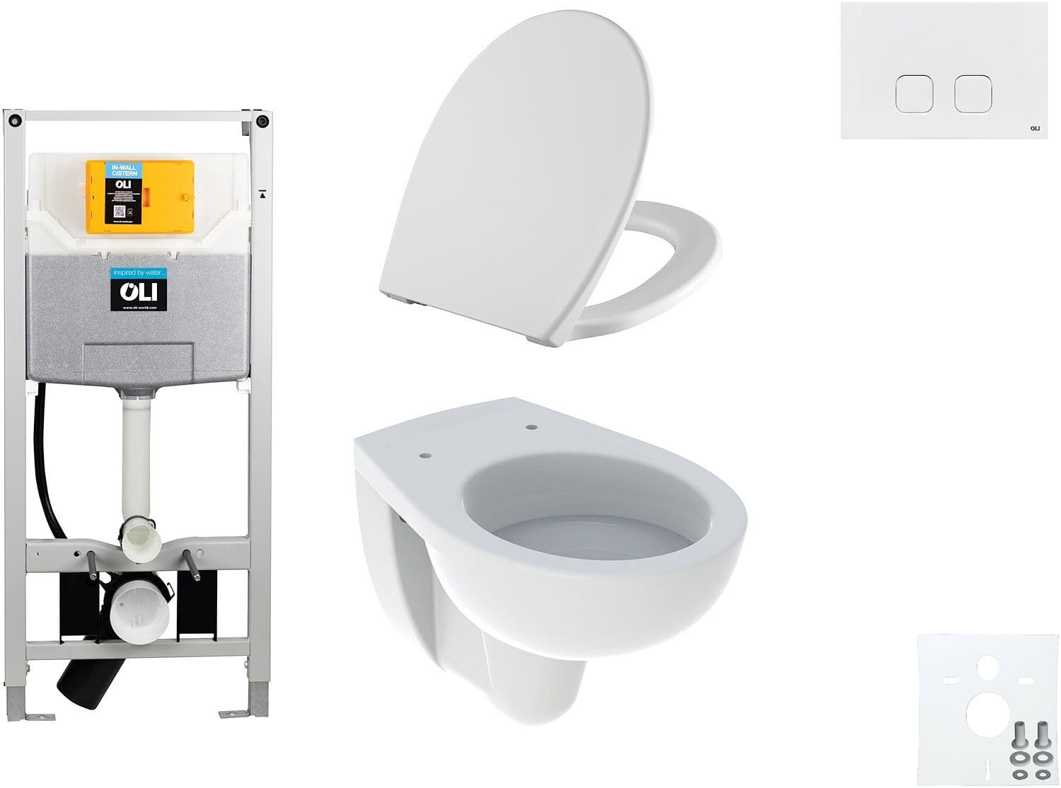 WALLFIX OLI HANGWC BASTIA D600 SOFTCLOSE + LIFT-OFF PlAIN WIT