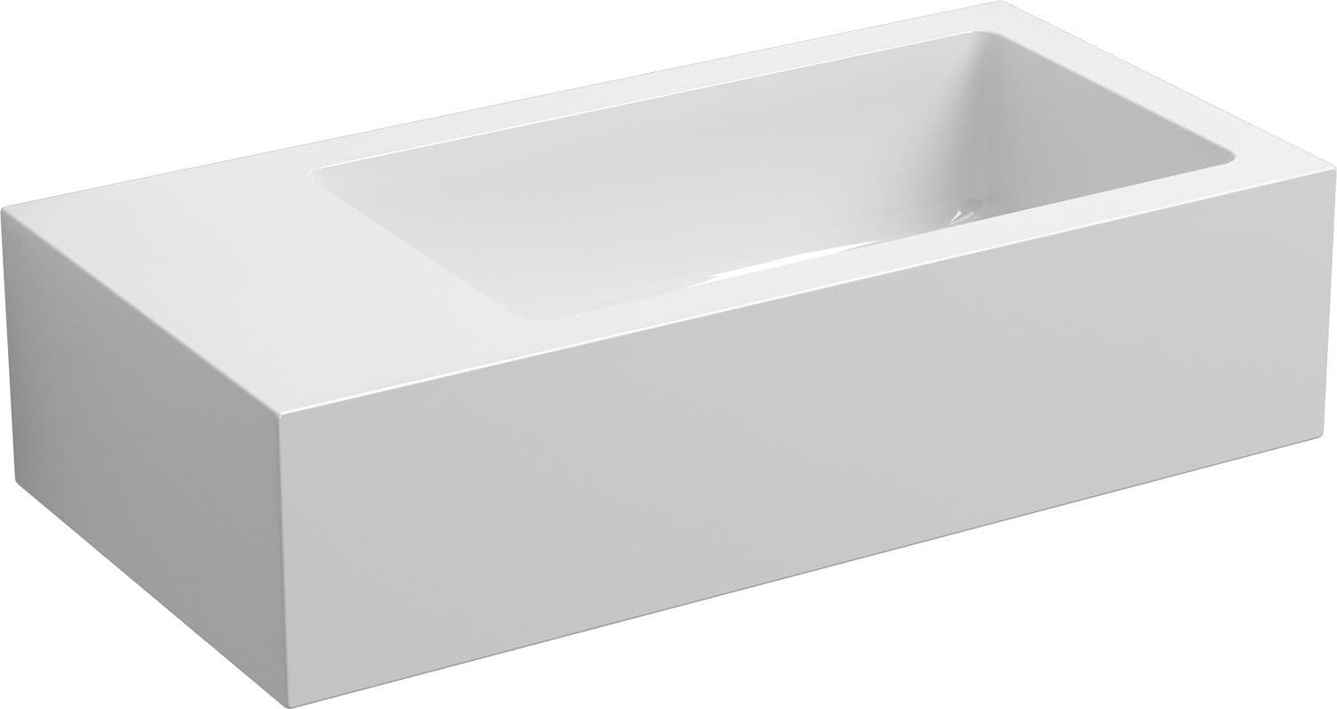 HANDENWASSER FLUSH3 CLOU 36CM LINKS KUNSTMARMER WIT