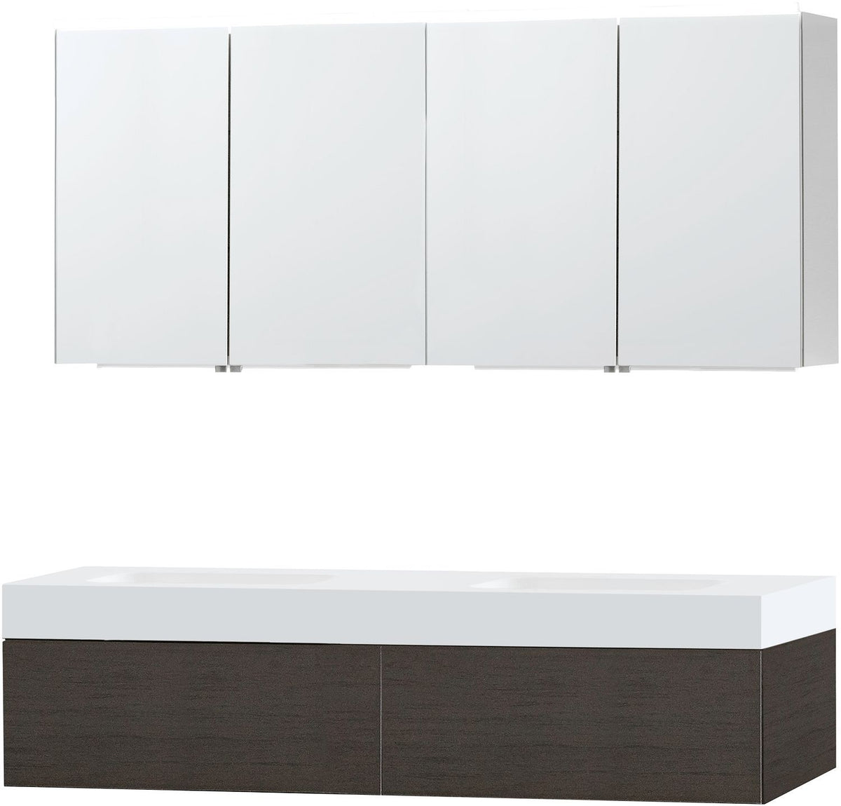 Meubel puro duo wenge 160 1 lade Solid puro spiegelkast, badkamermeubelen — SKU DESCO-704007