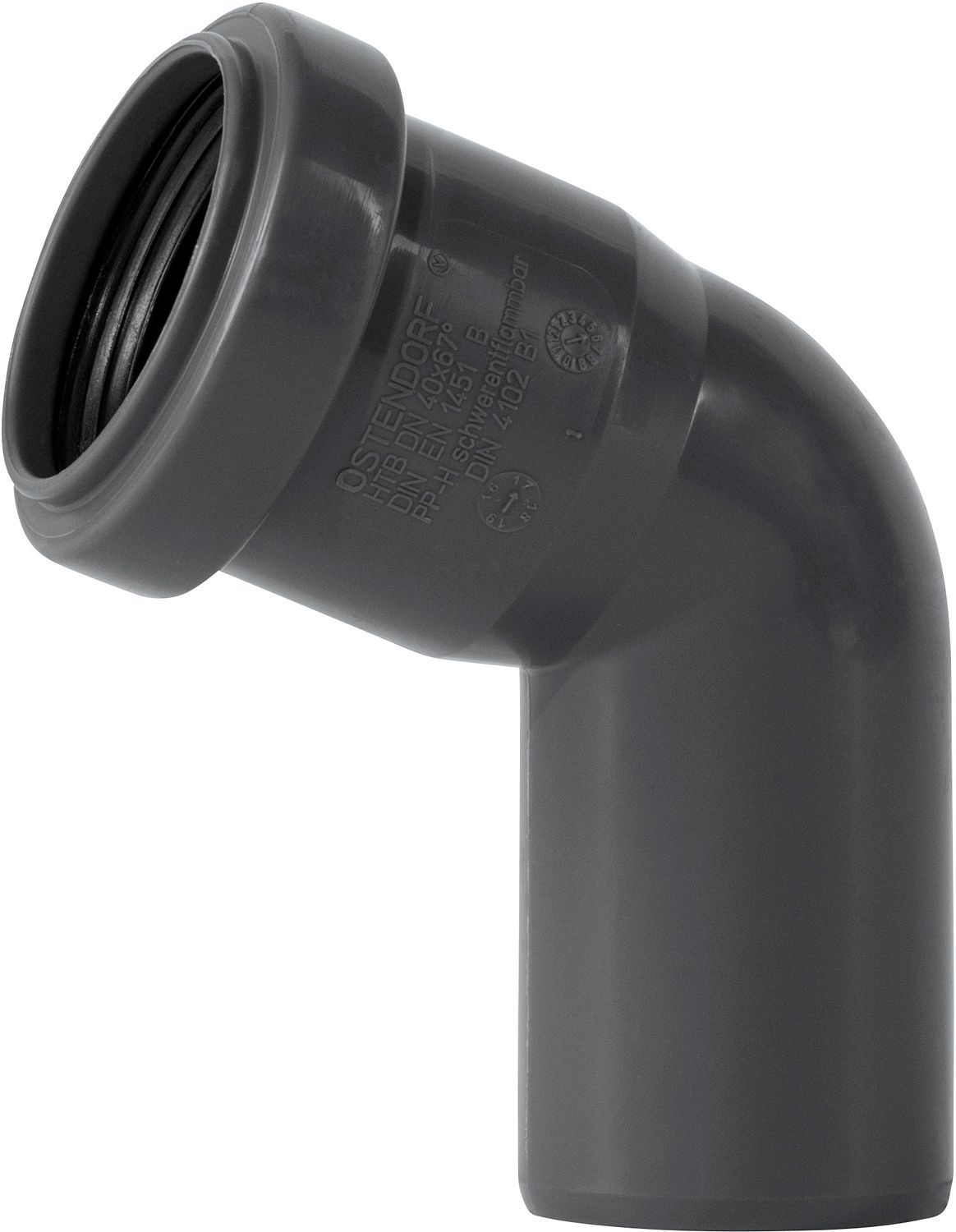Elleboog 67° Mf 40MM Pp HT-Safe Ostendorf, pp: coudes, manchons, raccords — SKU DESCO-160668