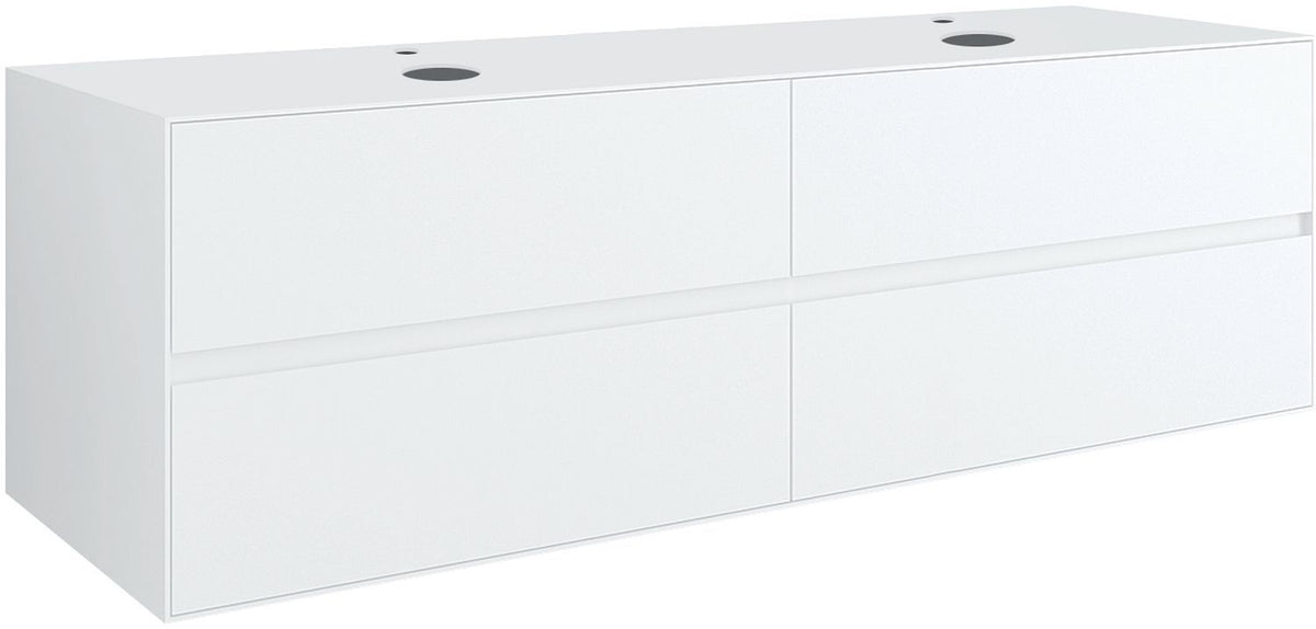 Onderbouw 4LADES+TABLET voor 2 opbouwlavabos tenso 160CM +kraangat wit