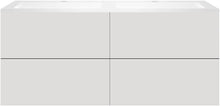 ONDERBOUW COFFEE 4 LADES 140 DUO FLUWEEL GRIJS MAT+DUBBELE WASTAFEL KUNSTMARMER MAT WIT