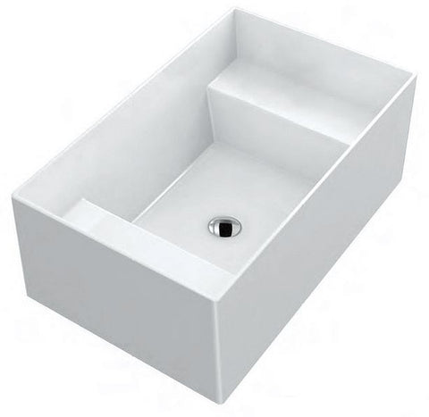 Uitgietbak galassia 600X380MM +overloop/bevestiging wit