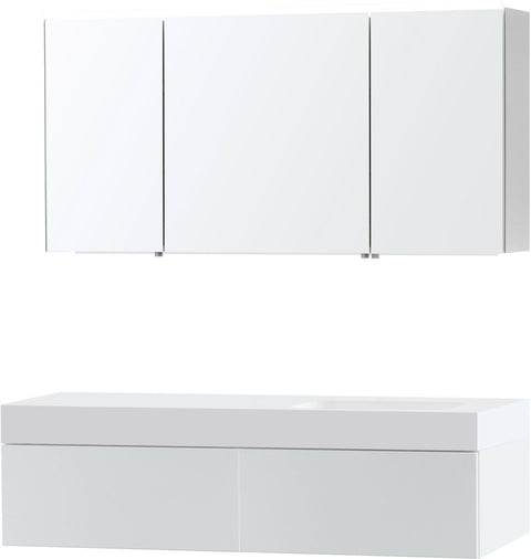 MEUBEL PURO SOLO WIT ASYMMETRISCH 140 RECHTS 1 LADE SOLID PURO SPIEGELKAST