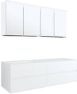 MEUBEL 4 LADES+MEUBELLAVABO LINKS TENSO 160CM ZONDER KRAANGAT WIT MET SPIEGELKAST